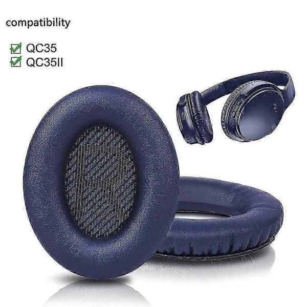 Bose QC35/QC35II Erstatningsøreputer og Hodebåndpute, Myke Svamptilbehør Navy Blue