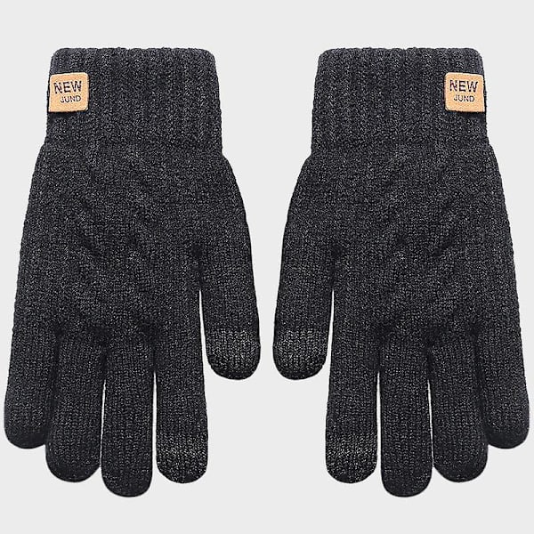 Dobbeltlags herre tykk fleecefôret vinter nye berøringsskjerm hansker kuldesikre varme plysj strikkede hansker A50 khaki Average size