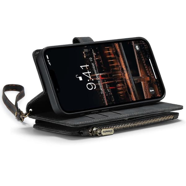 For iPhone 14 Plus CaseMe C30 Multifunksjonelt Telefon Skinnetui Black
