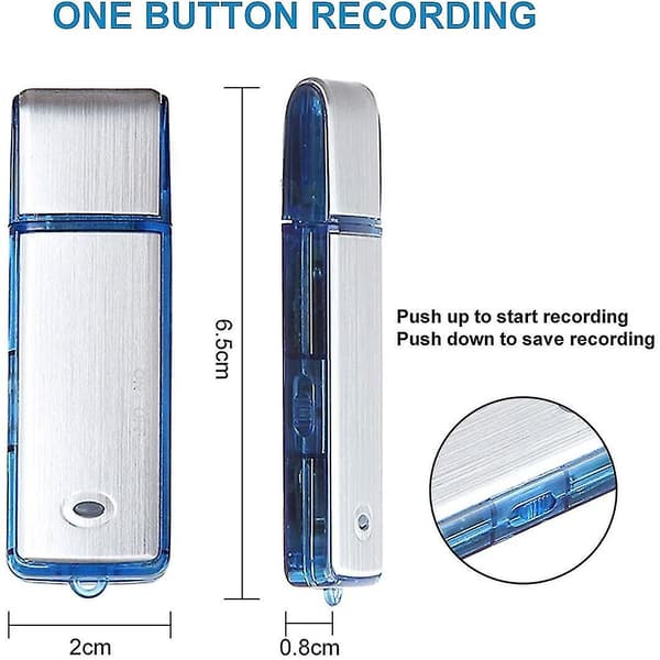 Mini USB-opptaker, oppladbar lyd-flash-stasjonsopptaker-8 GB (svart)
