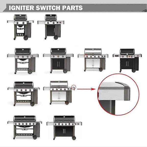 Tennbryter erstatning 69283 66354 deler til Weber Genesis II Grilldeler E-310 E-315 E-330 E-210 E-410 E-610 Svart