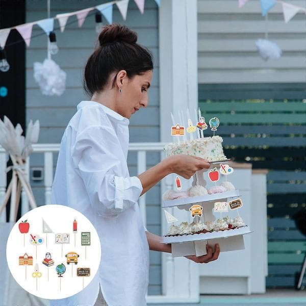 24 stk. tilbage til skolen cupcake-toppere DIY kagepynt madforretter