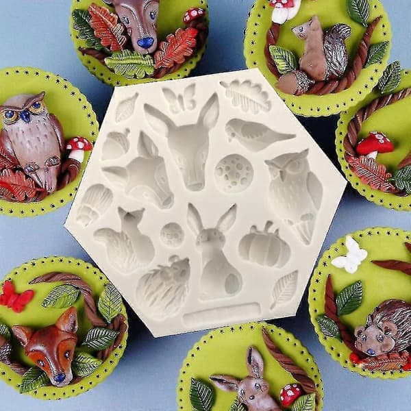 Silikon Dyr Fondantform Kakedekorasjon Bakeform Grey