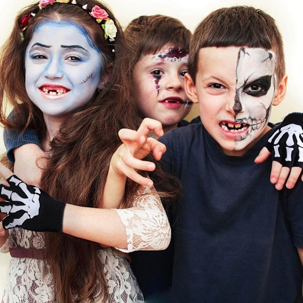 Skjelett Hansker For Kvinner Menn Voksne Fingerløse Goth Hansker Gløder I Mørket Halloween Kostyme Tilbehør