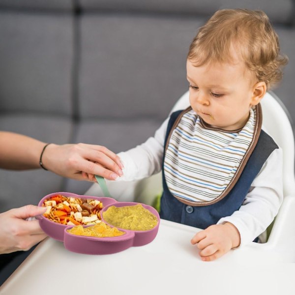 Baby tallrik silikon sugpropp småbarns tallrikar, självmatningsträning delad tallrik, halkfri baby avvänjning tallrik, baby småbarns tallrik