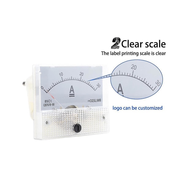 85c1-dc 30a Dc Voltmeter Pekerhode Analog Amperemeter Panelmåler