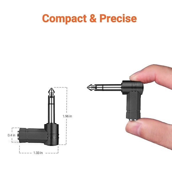 10 stk høyre vinklet 6,35 mm hann til 3,5 mm hun lydadapterkonverterforlenger stereohodetelefon A