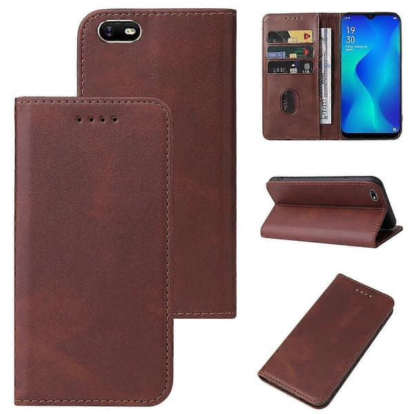 Magnetiskt läderfodral för OPPO A1k Brown