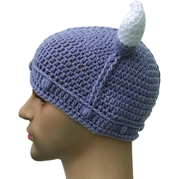 Unisex Barbarian Knight Strikket Hat Viking Horn Beanie Sjove Kasketter Gary One Size