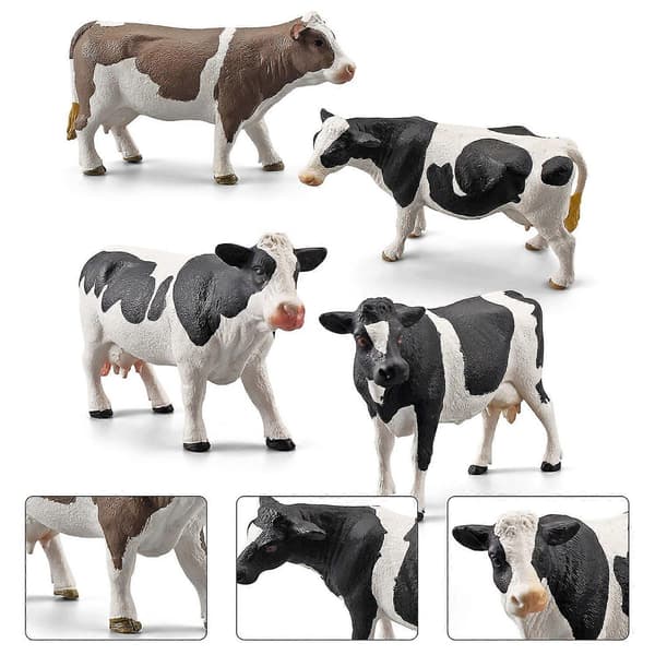Dyrmodell Solid Nøye Utførelse Plast Simmental Ku Dyremodell for Skrivebordsdekorasjon A