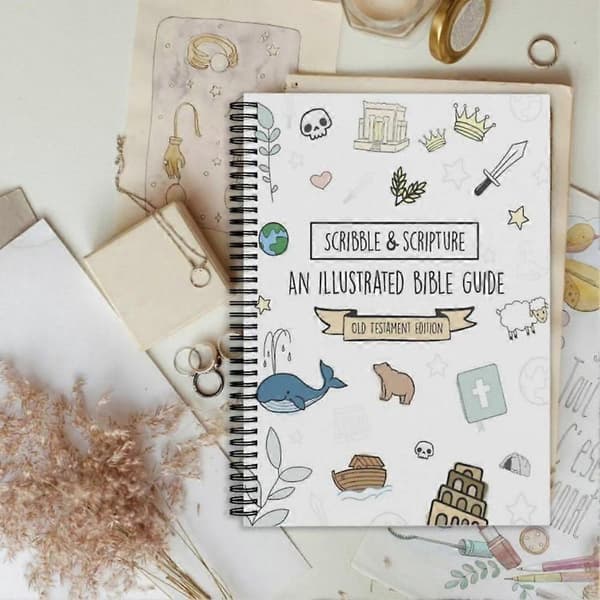 Studievejledning til Det Gamle Testamente, Scribble & Scripture Illustreret Bibelguide Notesblok, Sjov Visuel Læring for Alle Aldre