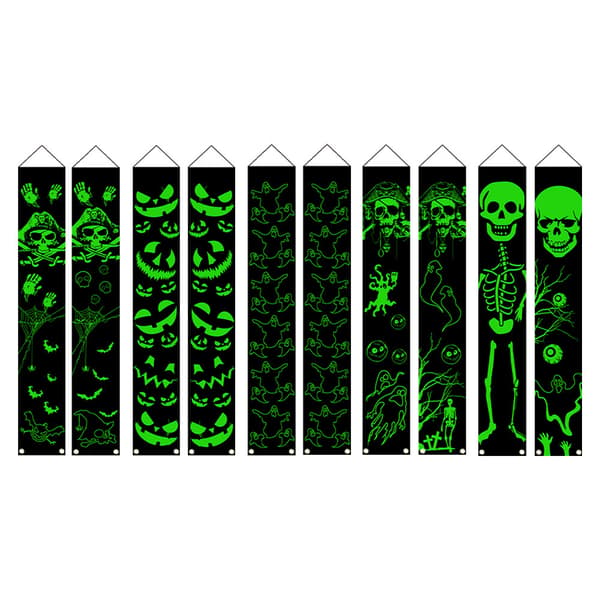 Halloween Veranda Skylt, Självlysande Banner med Verser