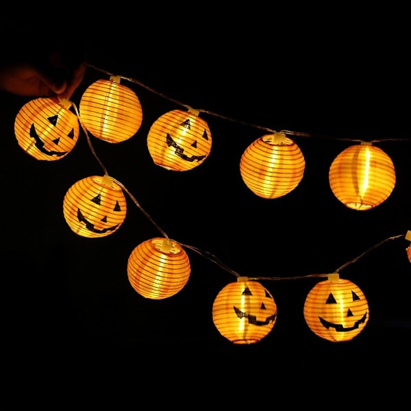 Halloween-valot, Halloween-koristeet Keijuvalot 1,5M 10 Led Kurpitsalyhdyt Paristokäyttöiset Jousivalot