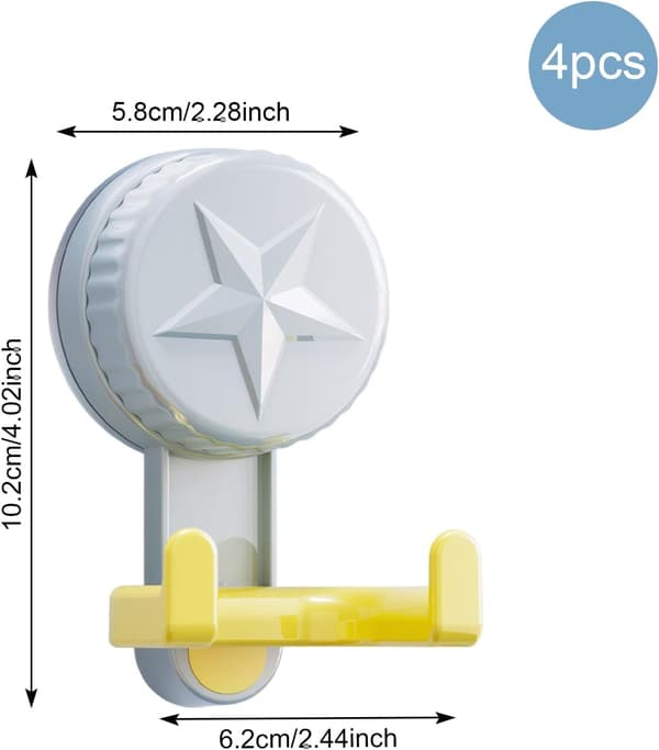 Suction Cup Hooks, Double Hooks, ABS Material, Strong Suction, No Punching Required, 5 kg Load Capacity, Sky Blue, Suitable for Bathroom, Kitchen