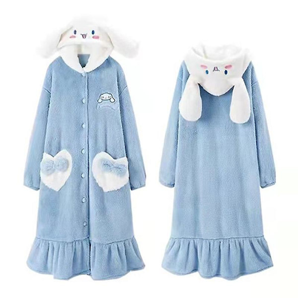 Naisten Löysä Flanelli Takki Pukeutumistakit Yöasut Coral Fleece Pyjamat Mekko Söpö Piirretty Hirviö Plussi Yöpaita Syksy Talvi love dog M