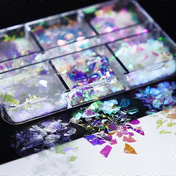 2 lådor Sjöjungfru glitter nagelkonst rutig nagelkonst dekorationer nagelkonst designer nagelkonst