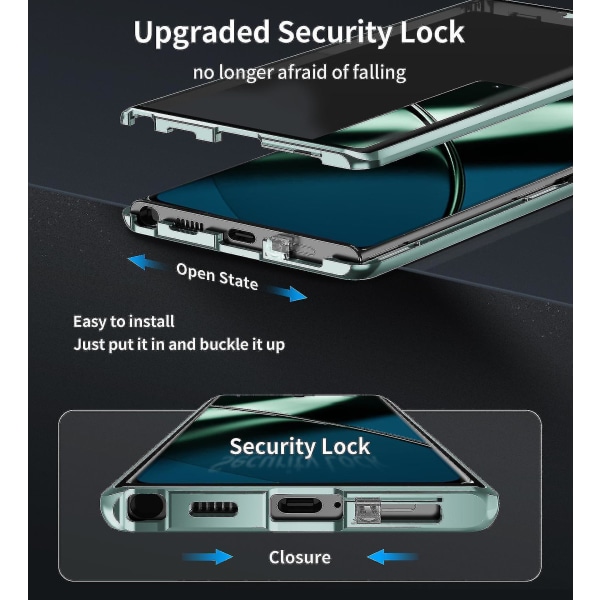 Metallinen Magsafe case , joka on yhteensopiva Oneplus 12:n kanssa, kaksipuolinen lasi, all-inclusive iskunkestävä cover kameran linssisuojalla