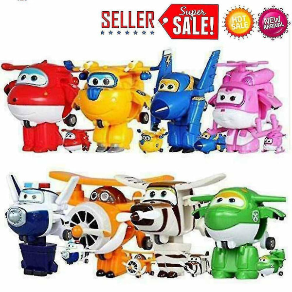 8 stk Set TV Animasjon Super Wings Transforming Plane Mini Characters Kid Leker Jt.