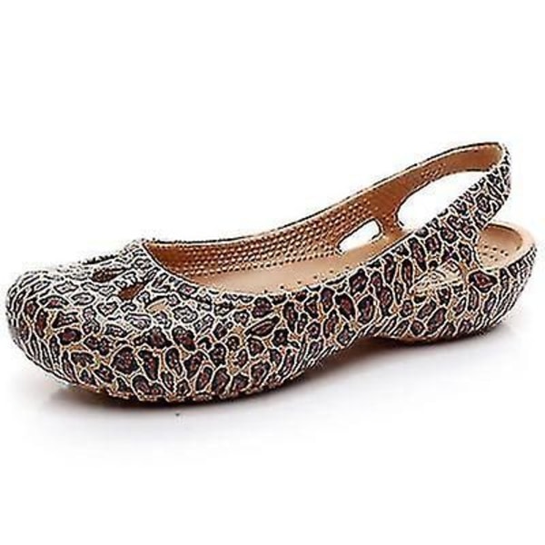 Dame Strandsko Slippers Damesko Træsko Jelly Sandaler Skridsikre Vandtætte Havesko LeopardGold W6(36)