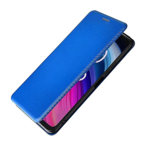 För TCL 505 Mobilskal Kolfibertextur Läder Magnetisk Stängning - WK Blue