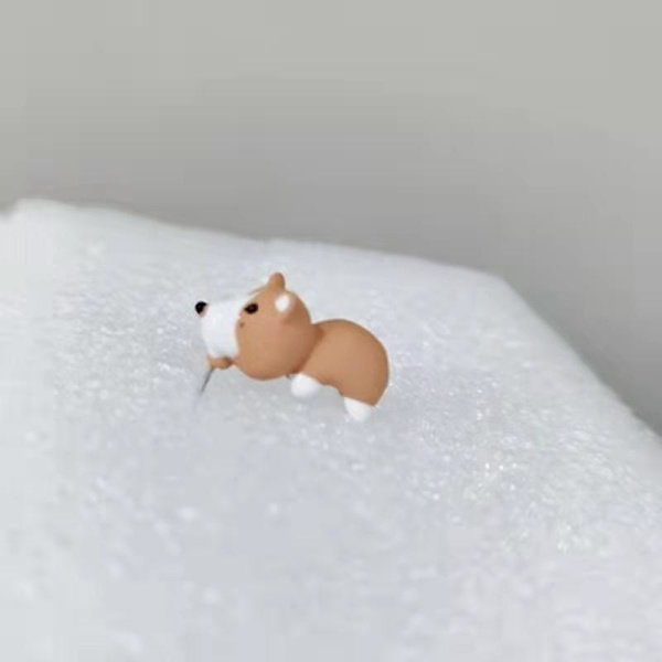 3 par/ 2 par/ 1 par söta djurbett örhänge 3d lera djurprydnad örhängen Dinosaurie örhänge#hgkj14 Corgi 2 pairs