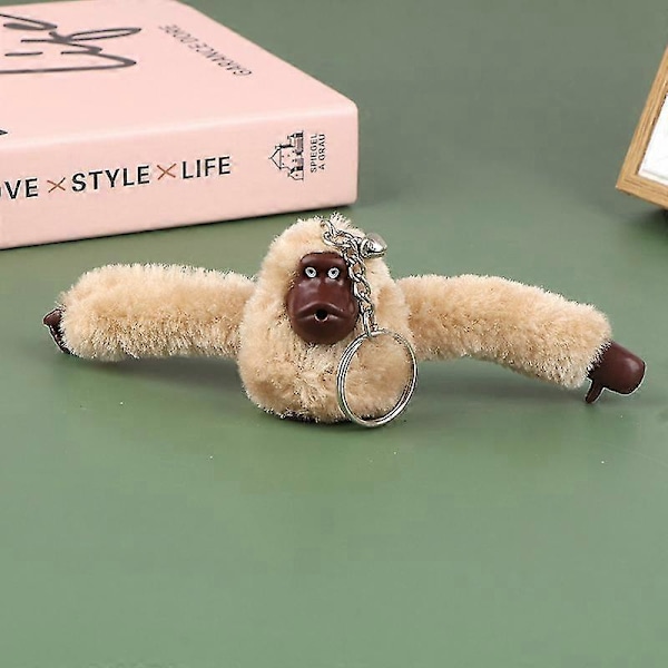 Söt Plush-Apa Nyckelring Orangutang Nyckelring På Byxväskans Bilprydnad - Rabatt Khaki 1PC