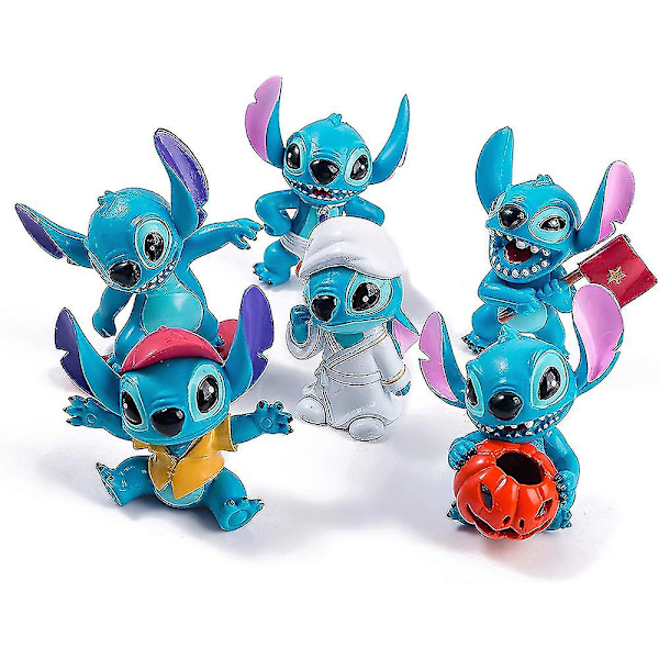 6 stk/sett Halloween Lilo & Stitch Mini Figurer Leke Til Kake Topper Rom Dekorasjon Barn Leketøy Bursdagsgave