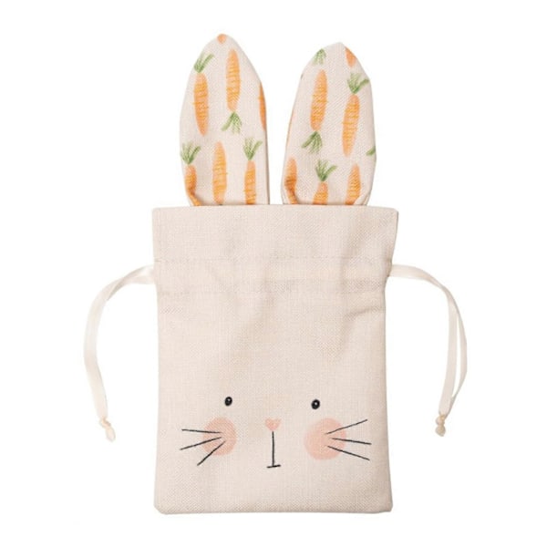 Påskehareposer med ører, søde slik, beige snøreposer, festartikler 1pc
