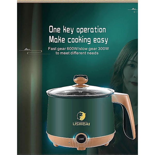 Elektrisk Gryta Mini Gryta Elektrisk Nudelgryta Elektrisk Gryta Ramen Gryta Multifunktionell Liten Non-stick Panna 1.8L (Vit)
