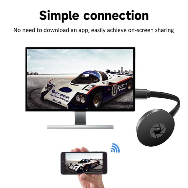 Bärbar trådlös HDMI-skärmadapter, bärbar TV-mottagare Spegelskärm från telefon till storskärm