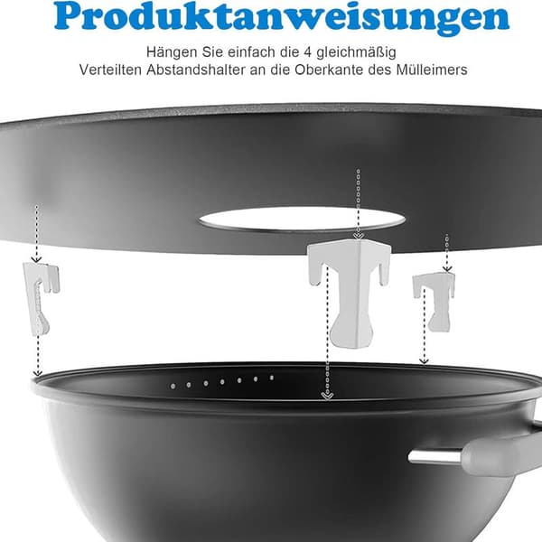Sæt med 4 universelle afstandsstykker i rustfrit stål til bålfade, bålpladser og kuglegrill, tilbehør til madlavningsplader