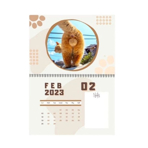 Cat Buttholes Calendar 2023 Väggkalenderdesign 12 månaders väggkalender i landskap