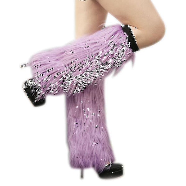 Tianrui imiteret pels benvarmer Plys lange ben støvle manchetter cover Purple 30CM