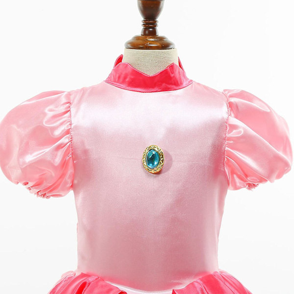 Peach Princess Klänningsset med Tillbehör för Flickor - Redo för Cosplay C 120