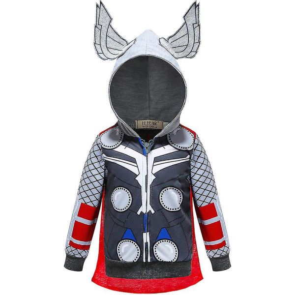 Spider-man hettejakke for gutter 3-8 år, hettegenser med glidelås for barn Grey Thor 130