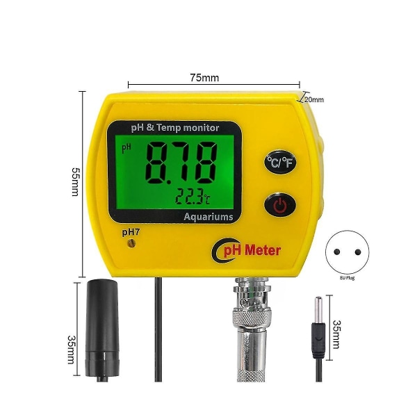 Ph Meter Med bakgrunnsbelysning Online Ph-991 Aquarium Ph Tester Temp Monitor Slitesterk Acidimeter Verktøy For Tank Swim Eu Plugg