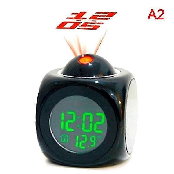 LCD Display Projektion Laser Vækkeur, Digital Stemme Rapport Indretning black