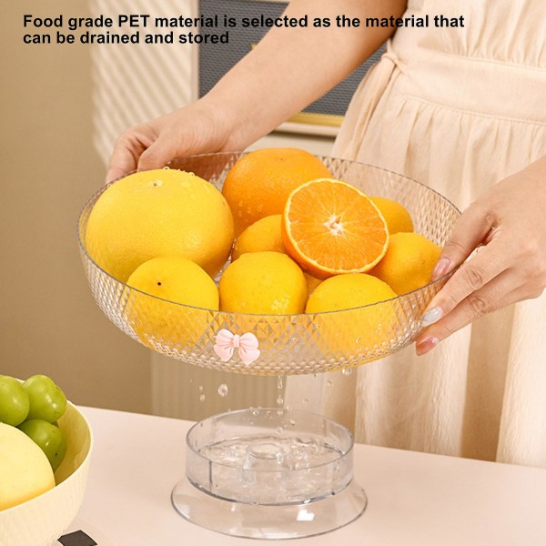 Tyuhe Fruktkurv Dreneringsdesign Fruktoppbevaringsfat Stilig kreativ matsnackorganisator for hjemmekjøkken Clear