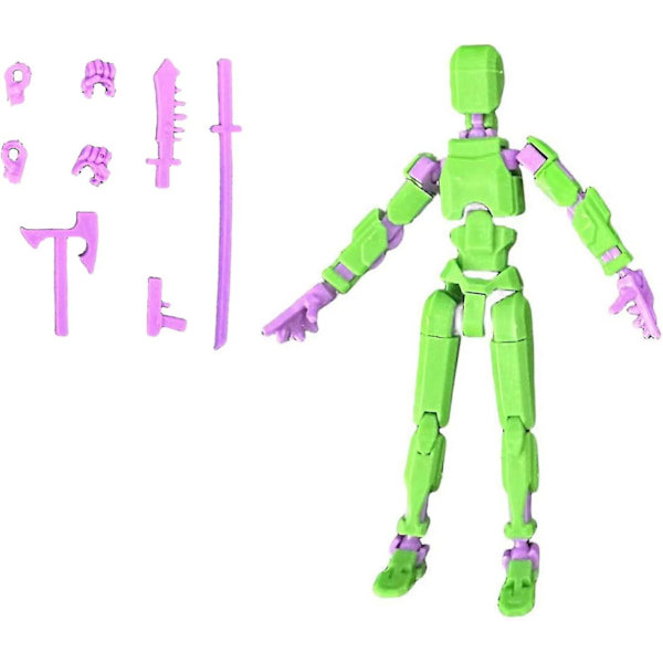 T13 Action Figur, Titan 13 Action Figur med 4 typer våben og 3 typer hænder, T13 Action Figur 3d trykt Multi-jointed Movable Green purple