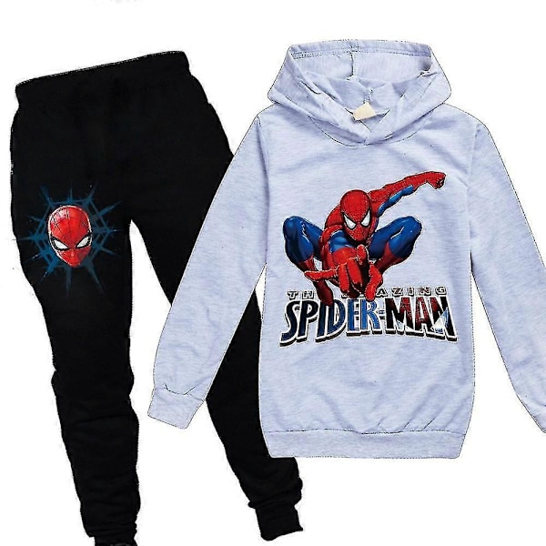 Spiderman Barnedress for Barn - Hettegenser og Bukser - 2-delt Sett - Joggingdress - Hettegensersett for Gutter og Jenter - 7-14 År Grey 13-14Years