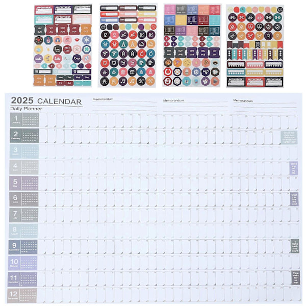 1 Sarja Luova Koko Vuoden Suunnittelukalenteri 2025 Paperikalenteri Kotitalouden Seinälle Ripustettava Vuosittainen Aikataulukalenteri Multi 74.20X52.50X0.05CM