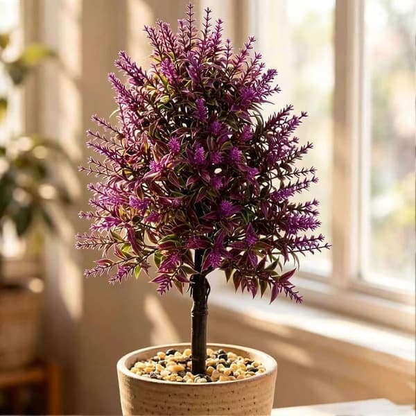 Kunstig lavendel-topiary – UV-resistent med pind – til hjem, bryllup, terrasse, veranda Purple