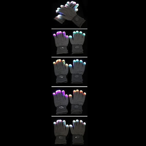 Blinkende Handsker Glød 7 Tilstand Led Rave Lys Fingerbelysning Vante Sort -sa