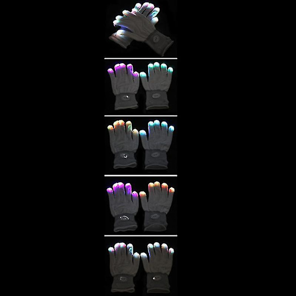 Blinkende hansker gløder 7 moduser Led Rave Light Finger Lighting Mitt Black -sa