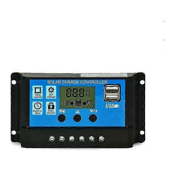 Solpanel opladningscontroller 12v/24v 30a Lcd Display, Dobbelte Usb-porte 1377740cm Blå Udgave 0120
