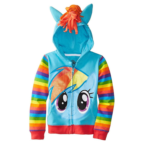 Børne Unicorn Hoodie Langærmet Sweatshirt med Vinger & Ører & Hår Design Light Blue 140cm
