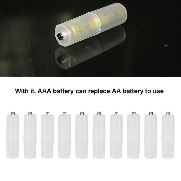 10 st Aaa till Aa storlek Cell batteriomvandlare Adapter Batterier Hållare Case Switcher Transparent