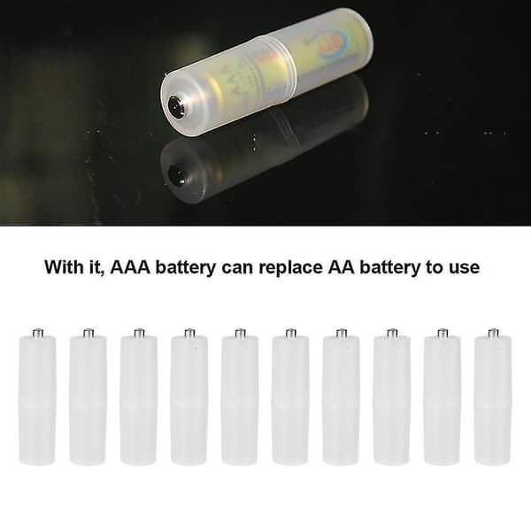 10 stk Aaa til Aa størrelse celle batteri konverter Adapter Batterier Holder Case Switcher Transparent