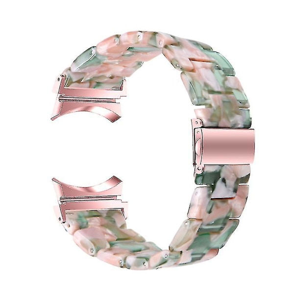 Til Samsung Galaxy Watch 5 40 mm / 44 mm / Watch 5 Pro 45 mm Resin urbånd i rustfrit stål med spændearmbånd Pink   Green