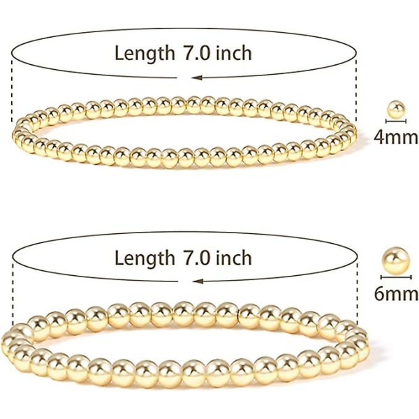 14k gullbelagte perlekulearmbånd strekkbare elastiske gullperlearmbånd for kvinner